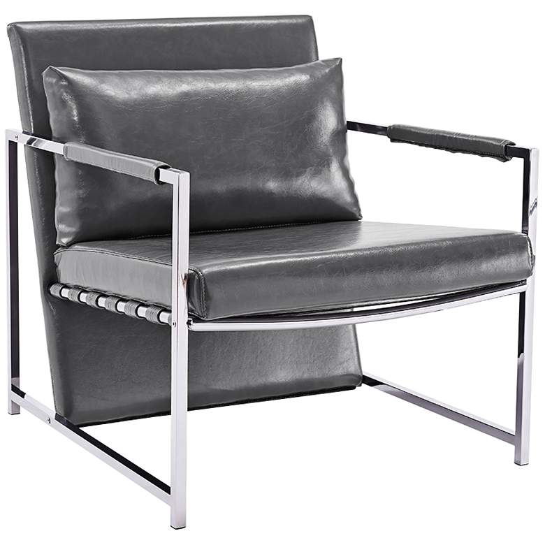 Image 1 Jameson Gray Faux Leather and Stainless Steel Armchair