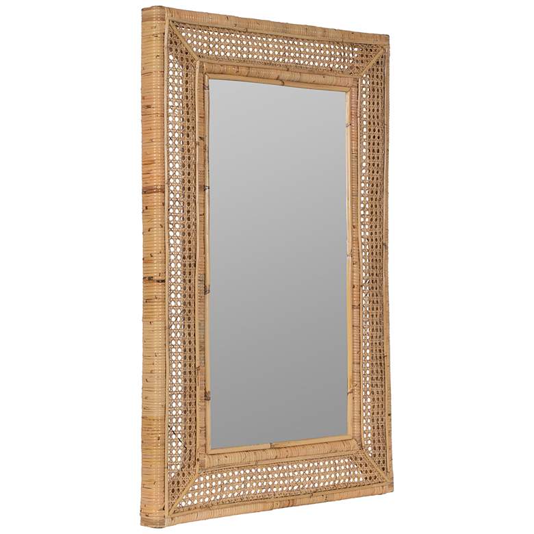 Image 4 Jameson Shiny Natural Rattan Cane 24 inch x 36 inch Wall Mirror more views