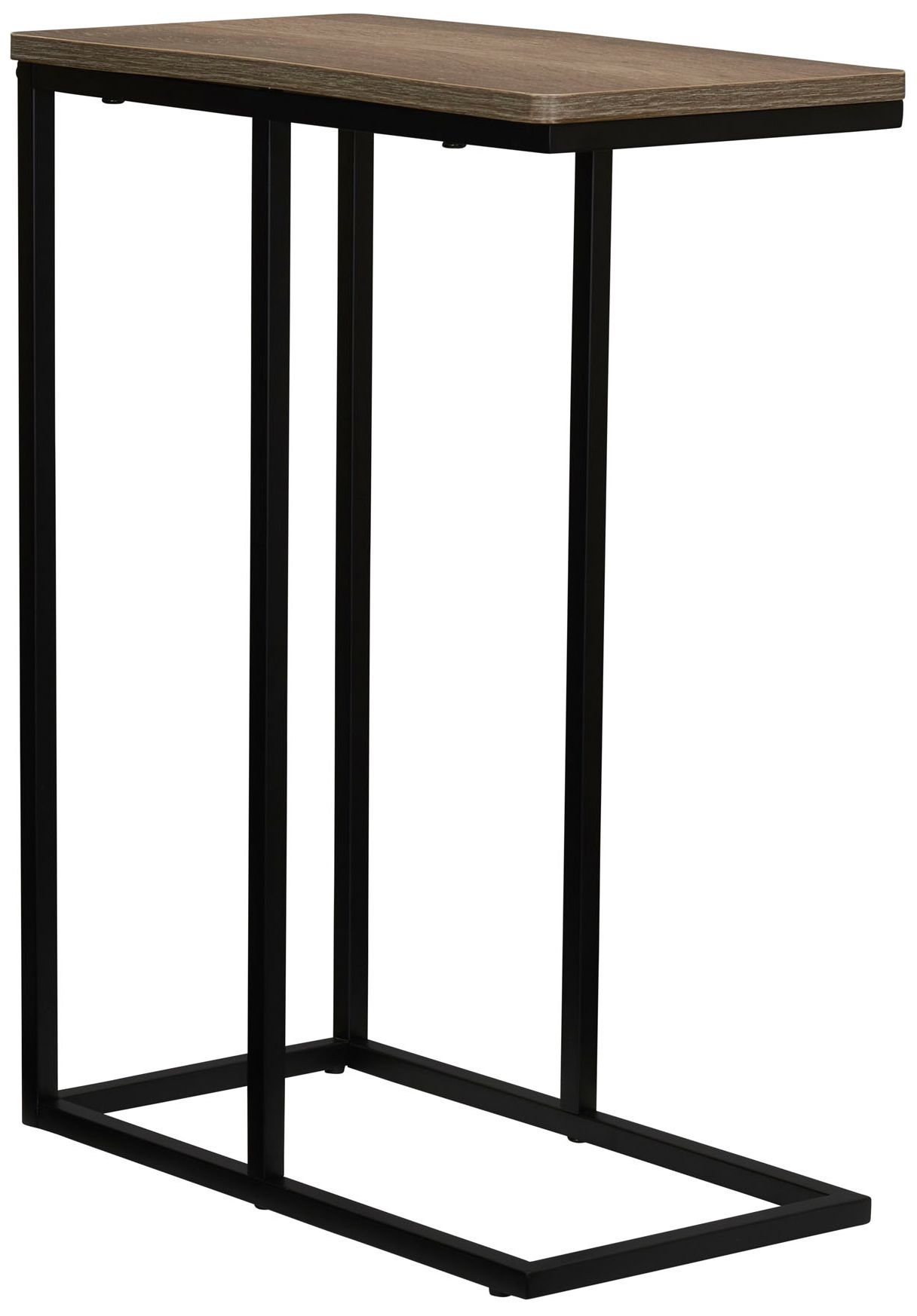 Image 2 Jamestown C-Shaped Side End Table Ashwood Rustic Wood Grain and Black Metal
