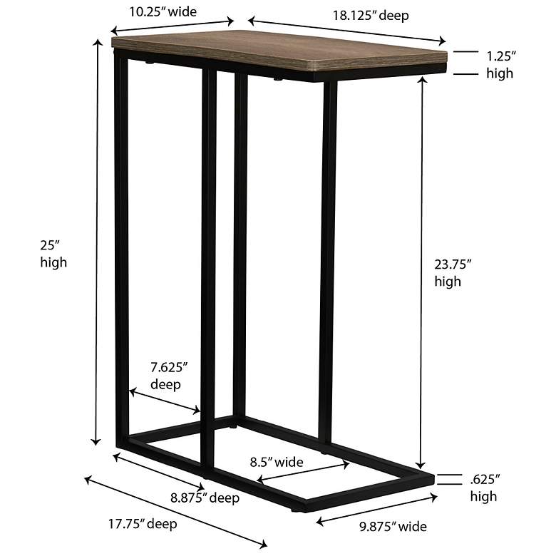 Image 4 Jamestown C-Shaped Side End Table Ashwood Rustic Wood Grain and Black Metal more views