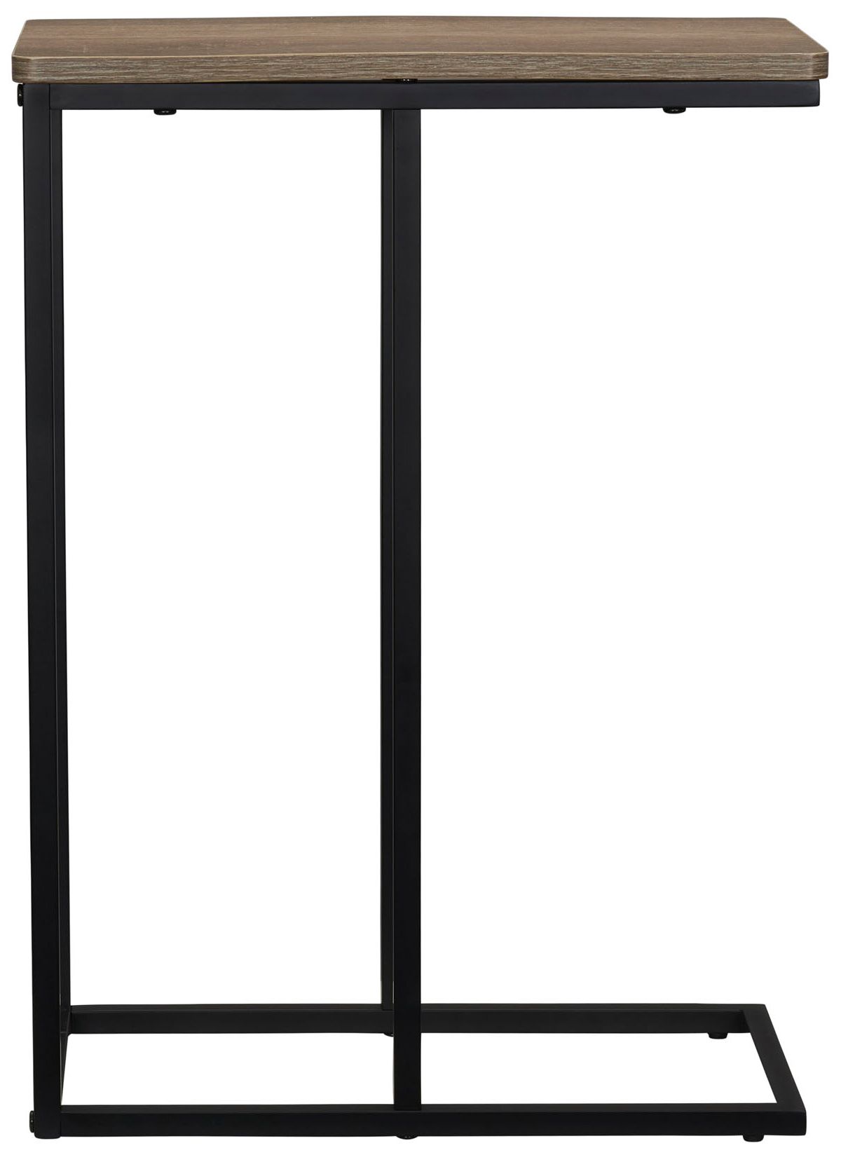 Jamestown C-Shaped Side End Table Ashwood Rustic Wood Grain and Black Metal