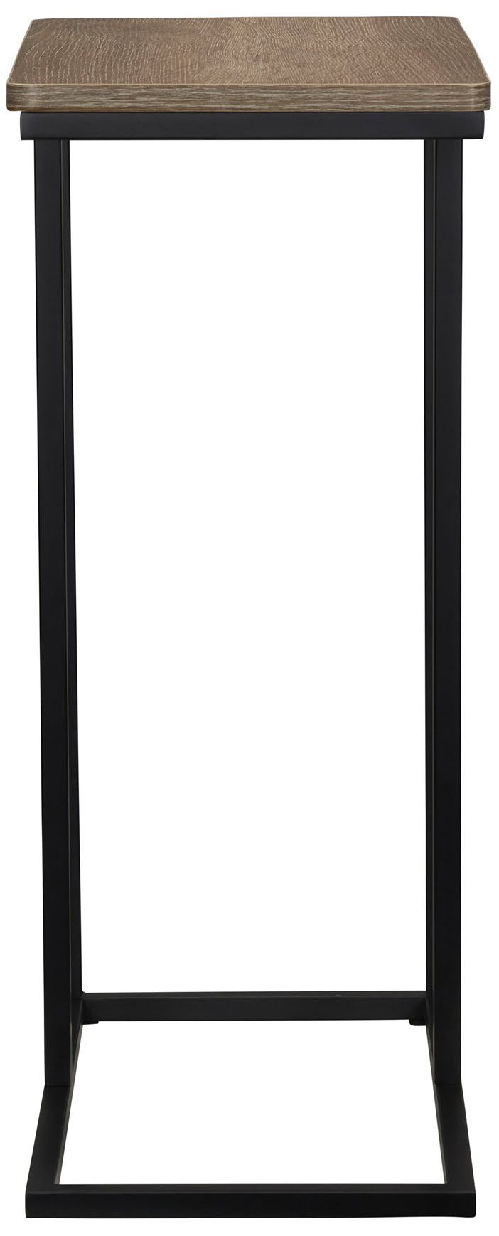 Jamestown C-Shaped Side End Table Ashwood Rustic Wood Grain and Black Metal