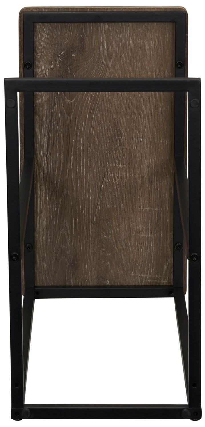 Jamestown C-Shaped Side End Table Ashwood Rustic Wood Grain and Black Metal