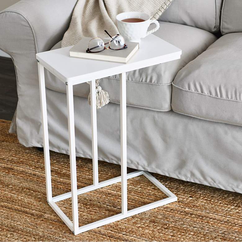 Image 1 Jamestown C-Shaped Side End Table Scandinavian White and White Metal