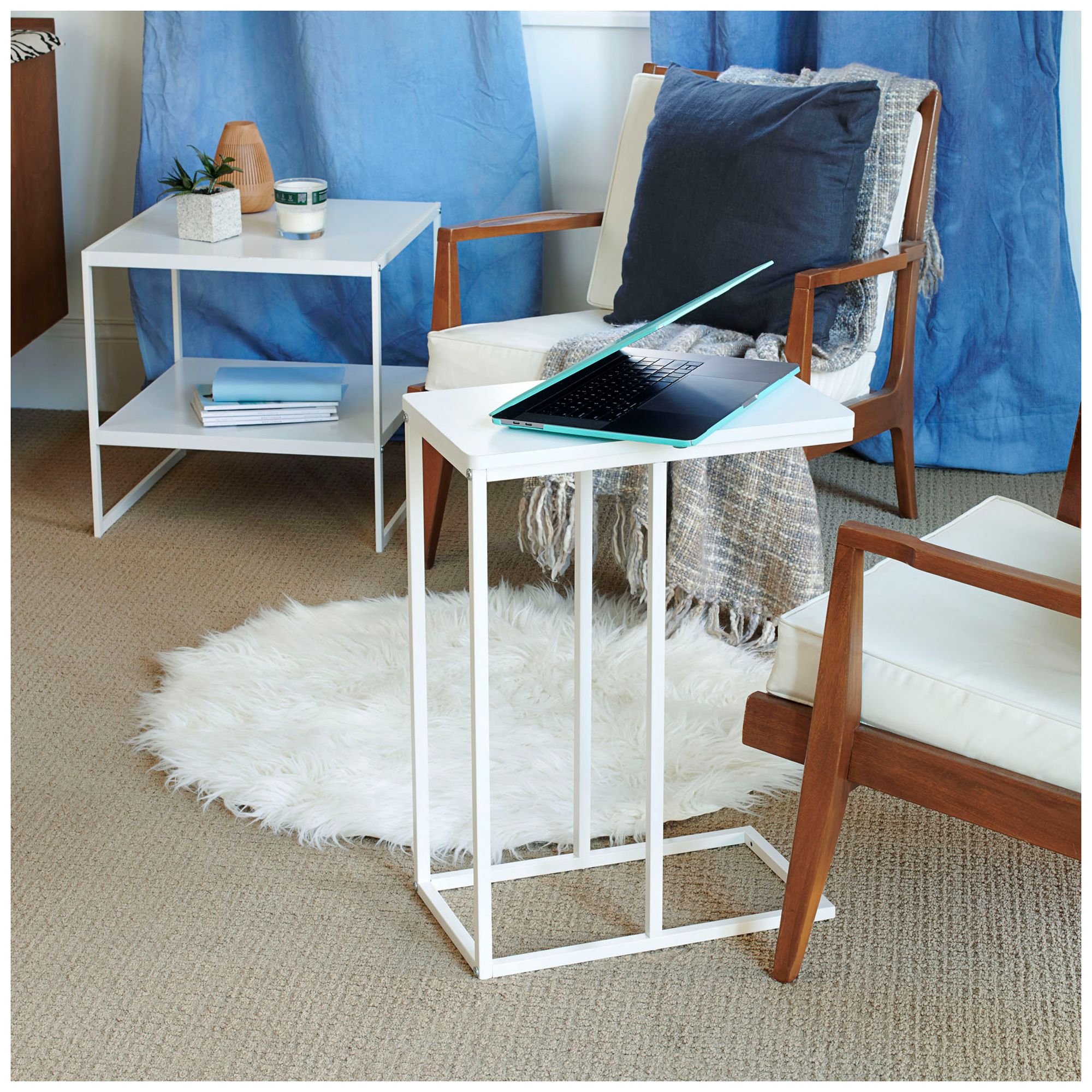 Image 3 Jamestown C-Shaped Side End Table Scandinavian White and White Metal more views