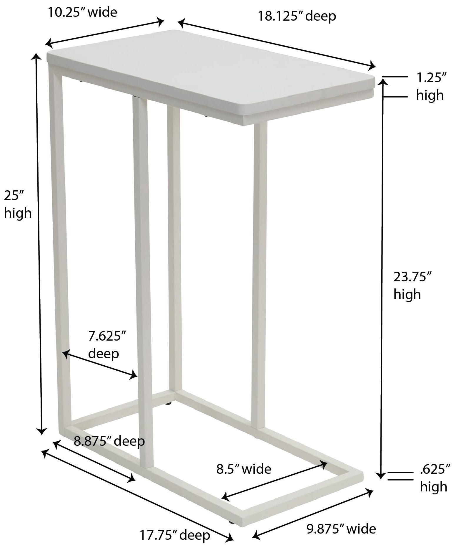 Image 4 Jamestown C-Shaped Side End Table Scandinavian White and White Metal more views