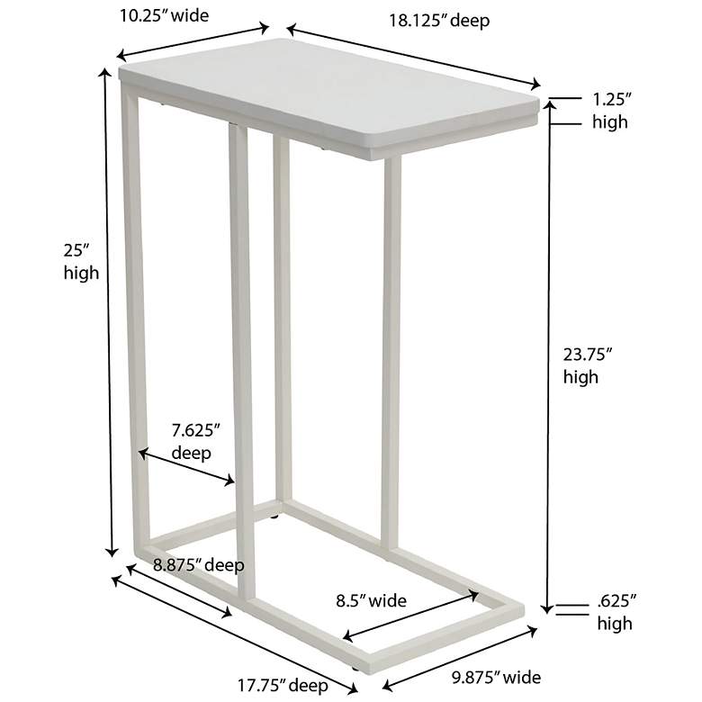 Image 4 Jamestown C-Shaped Side End Table Scandinavian White and White Metal more views
