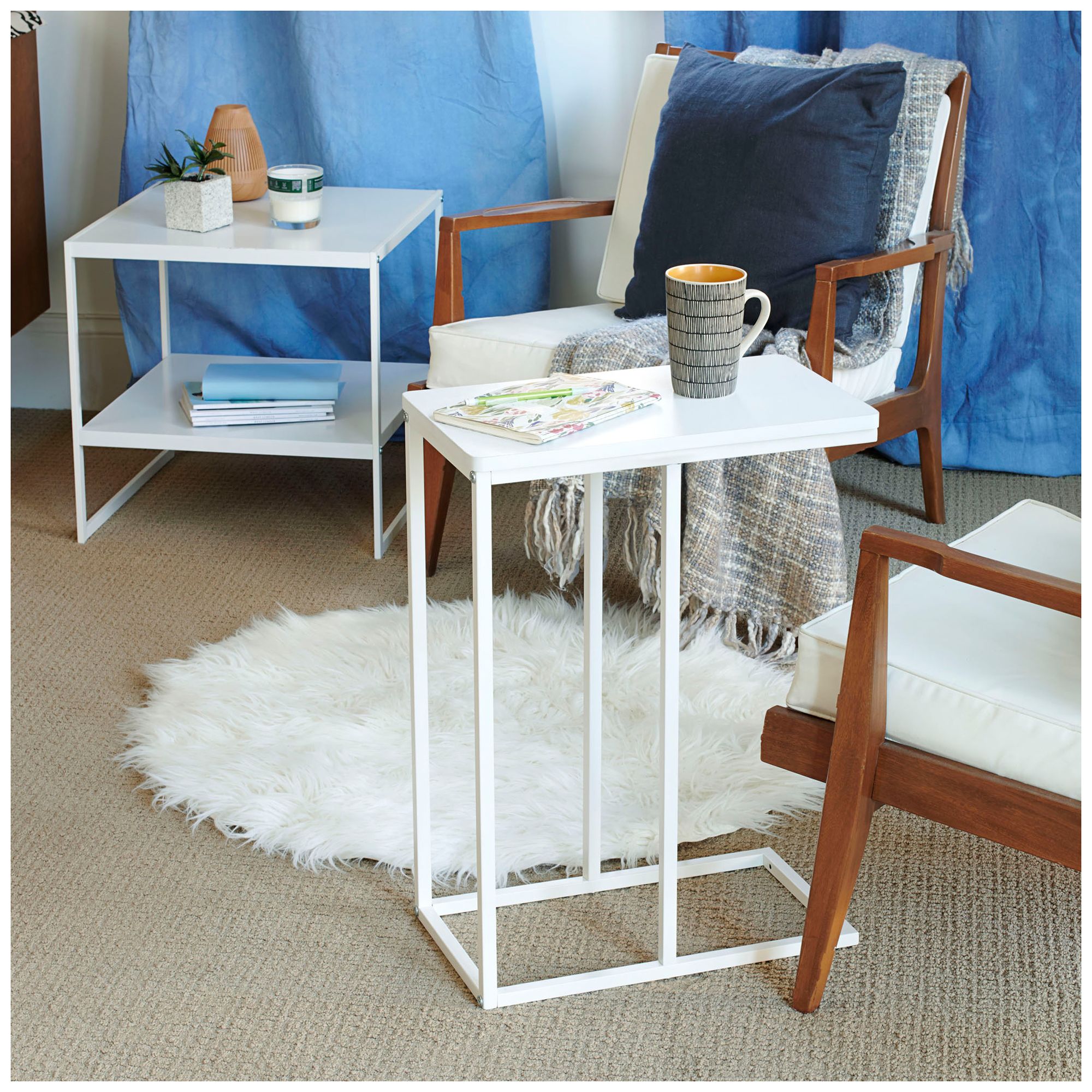 Image 5 Jamestown C-Shaped Side End Table Scandinavian White and White Metal more views