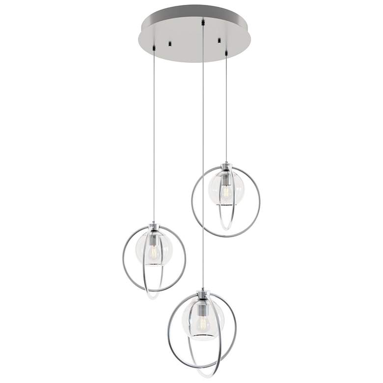 Image 1 Jamie 26.45" 3 Light Round Satin Nickel Mini Pendant