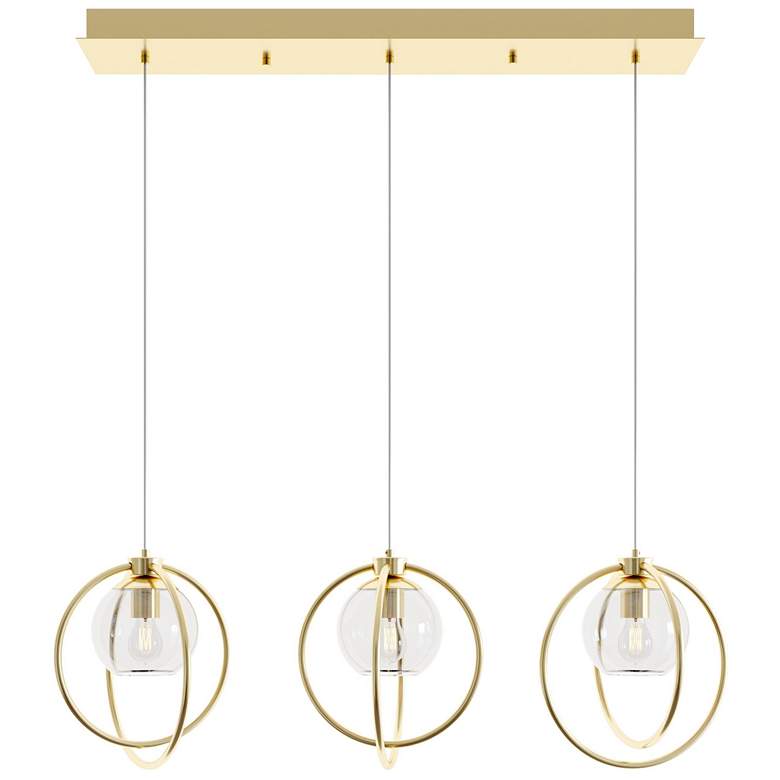 Image 1 Jamie 36" 3 Light Linear Satin Brass Mini Pendant