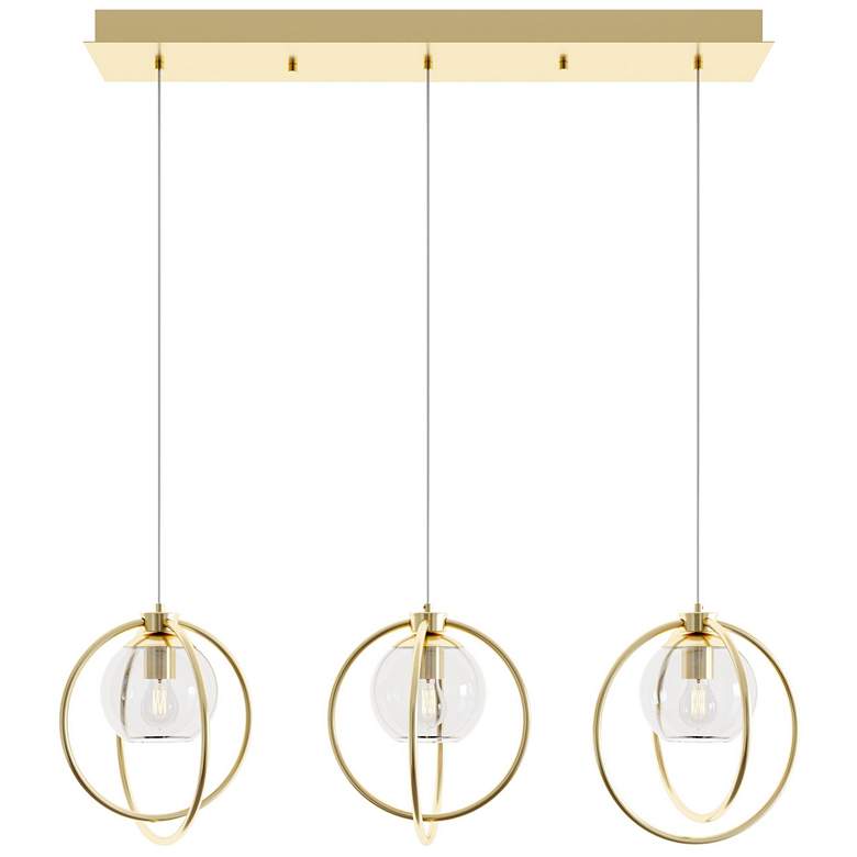 Image 1 Jamie 36 inch 3 Light Linear Satin Brass Mini Pendant