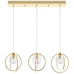 Jamie 36" 3 Light Linear Satin Brass Mini Pendant