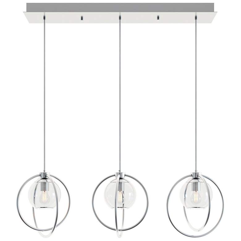 Image 2 Jamie 36" Wide Satin Nickel Multi-Light Pendant