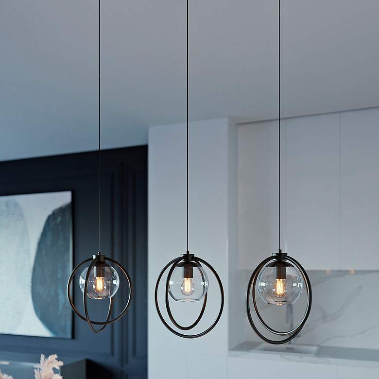 Image 1 Jamie 36" Wide Satin Nickel Multi-Light Pendant