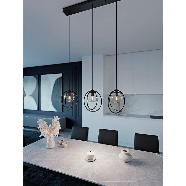 Image 3 Jamie 36" Wide Satin Nickel Multi-Light Pendant more views