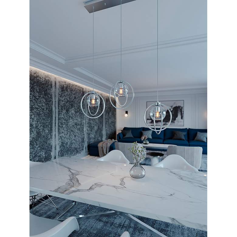 Image 4 Jamie 36" Wide Satin Nickel Multi-Light Pendant more views