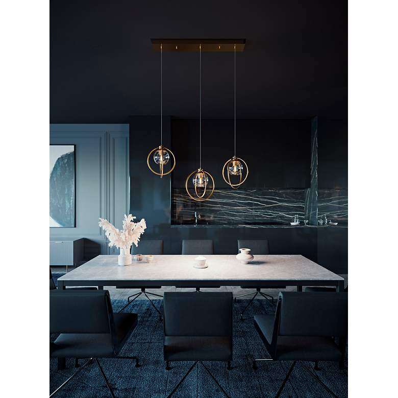 Image 5 Jamie 36" Wide Satin Nickel Multi-Light Pendant more views