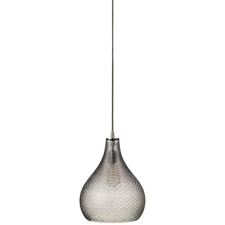 Image 1 Jamie Young 13" Wide Curved Cut Gray Glass Pendant