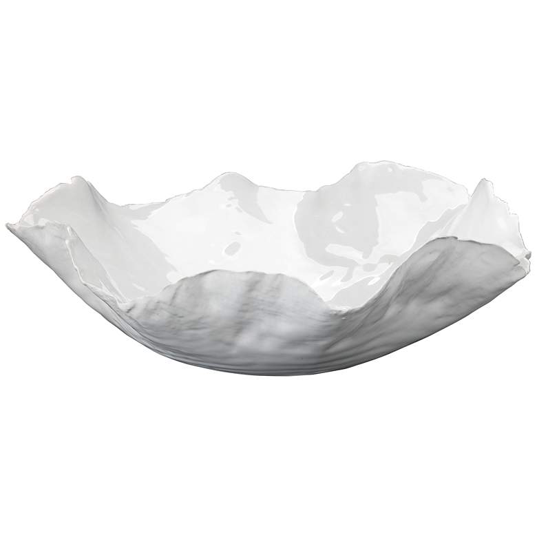 Image 3 Jamie Young 13 inch Wide Peony White Modern Ceramic Bowl