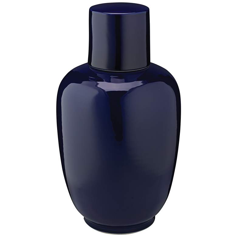Image 1 Jamie Young 15" High Dynasty Navy Blue Ceramic Vase