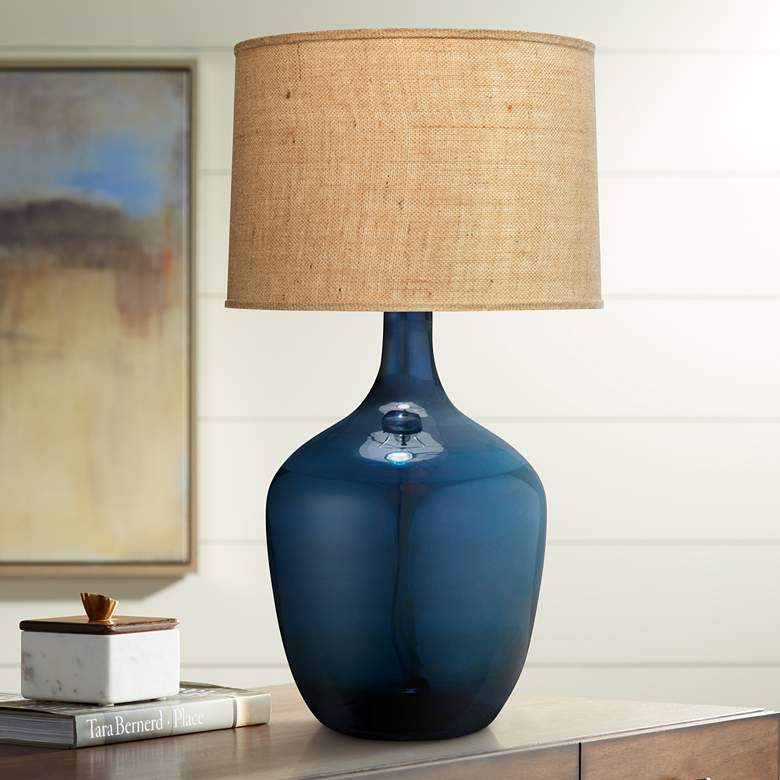 Image 1 Jamie Young 33 1/2" High Navy Blue Glass Plum Jar Table Lamp