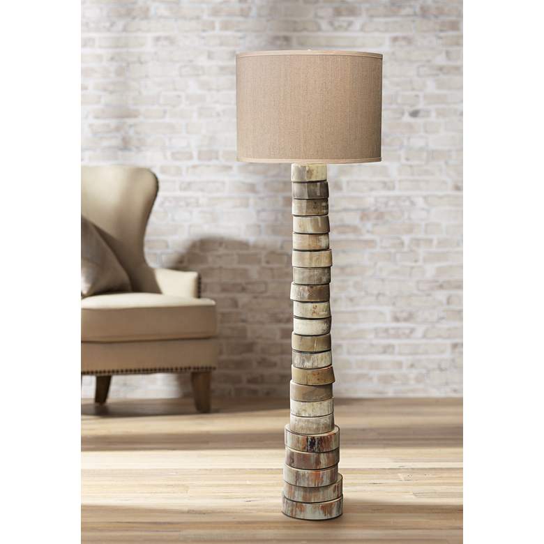 Image 1 Jamie Young 60 inch Rustic Stacked Animal Horn Floor Lamp