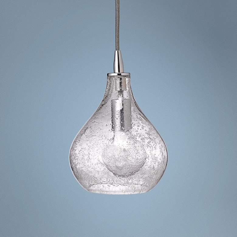 Image 1 Jamie Young 7 inchW Clear Glass Small Curved Pendant Light