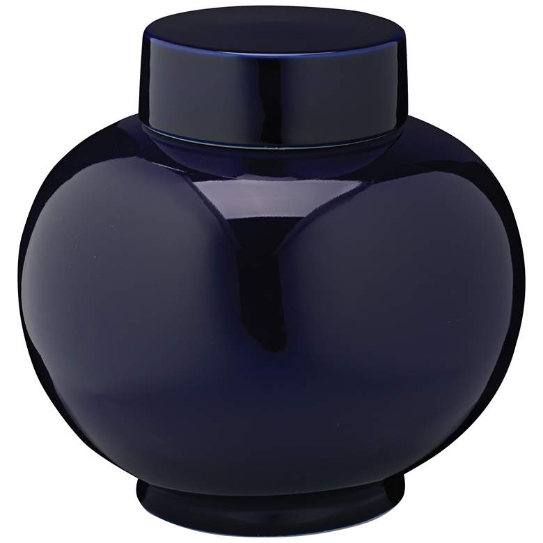 Image 1 Jamie Young 9 1/4" Wide Dynasty Navy Blue Ceramic Vase