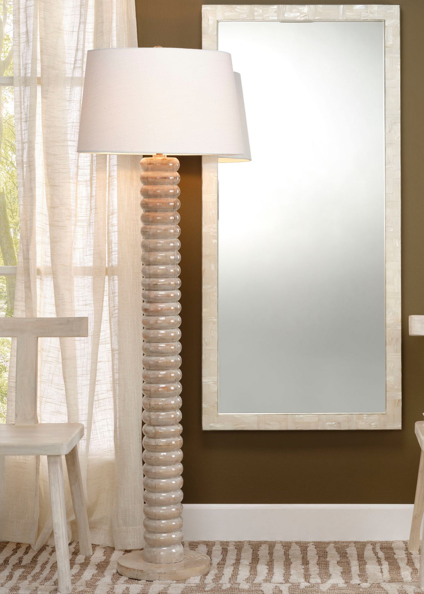 Image Jamie Young Abacus Mango Wood 1-Light Floor Lamp