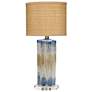 2_Jamie Young Abstract Ceramic Table Lamp with Raffia Shade