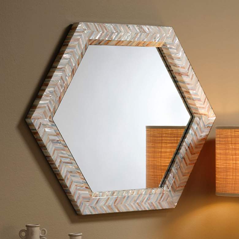 Image 1 Jamie Young Academy Mother of Pearl 34.5" x 30" Hexagon Wall Mirror