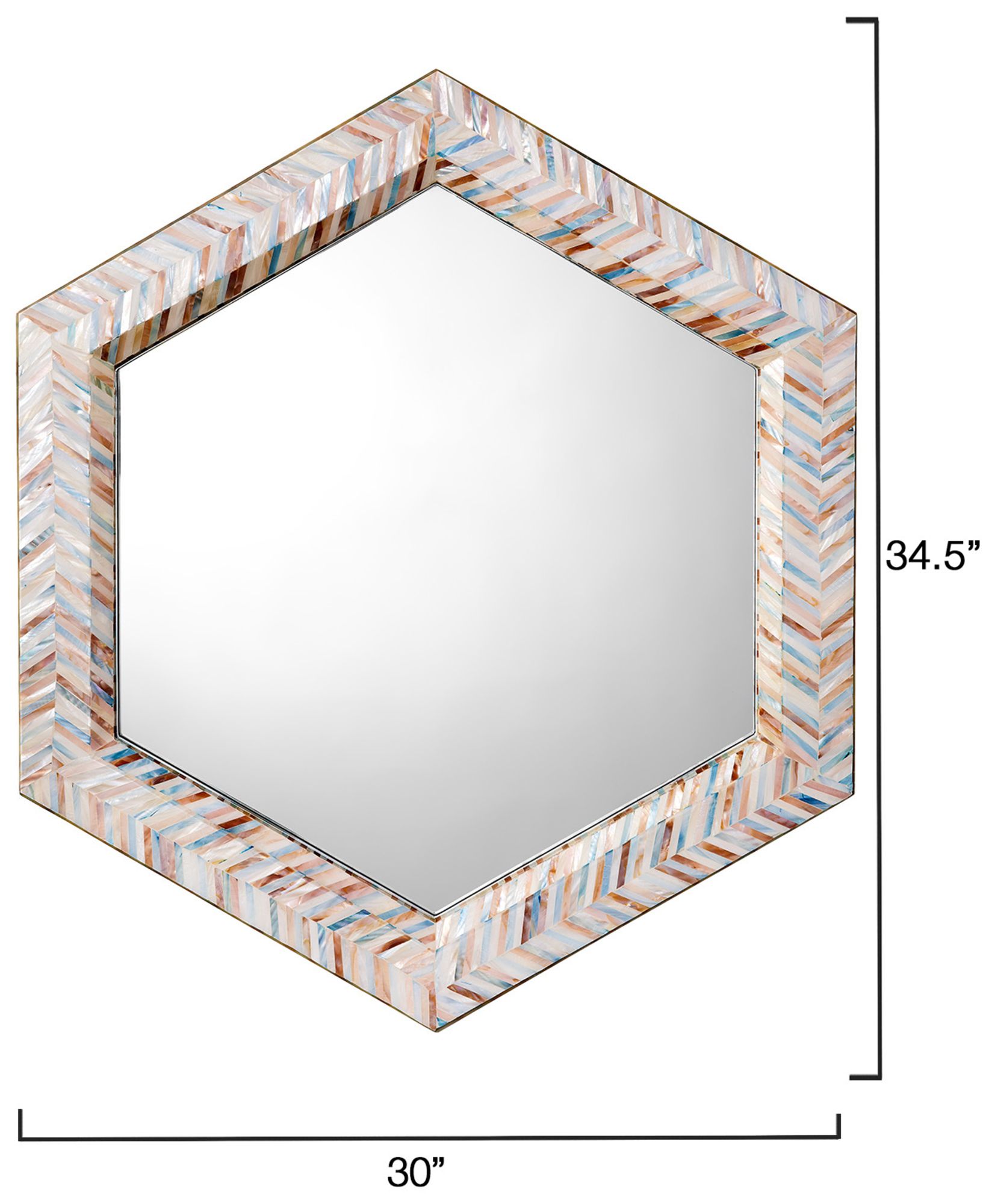 Image 3 Jamie Young Academy Mother of Pearl 34.5" x 30" Hexagon Wall Mirror more views