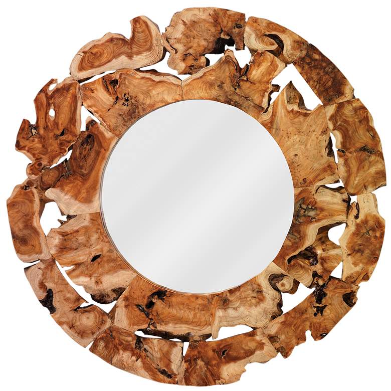 Image 1 Jamie Young Acre Natural Wood 36 inch Round Wall Mirror