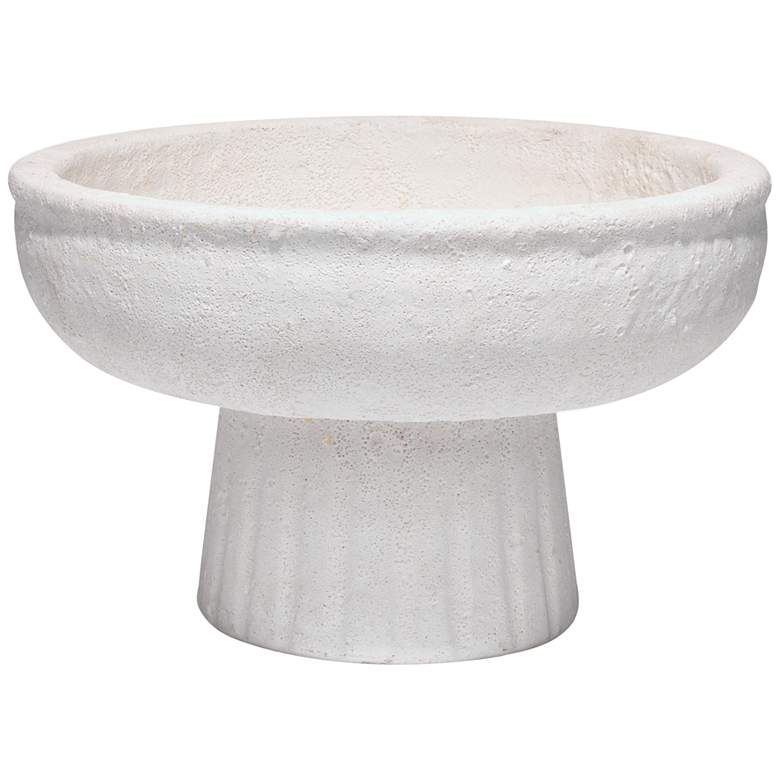 Image 1 Jamie Young Aegean White 10 1/2"W Small Round Pedestal Bowl