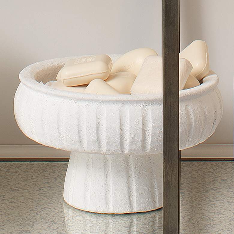 Image 4 Jamie Young Aegean White 10 1/2"W Small Round Pedestal Bowl more views