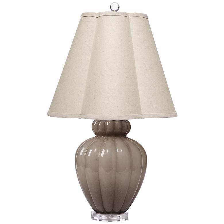 Image 1 Jamie Young Agnes Blown Glass Table Lamp with Linen Scalloped Shade, Taupe