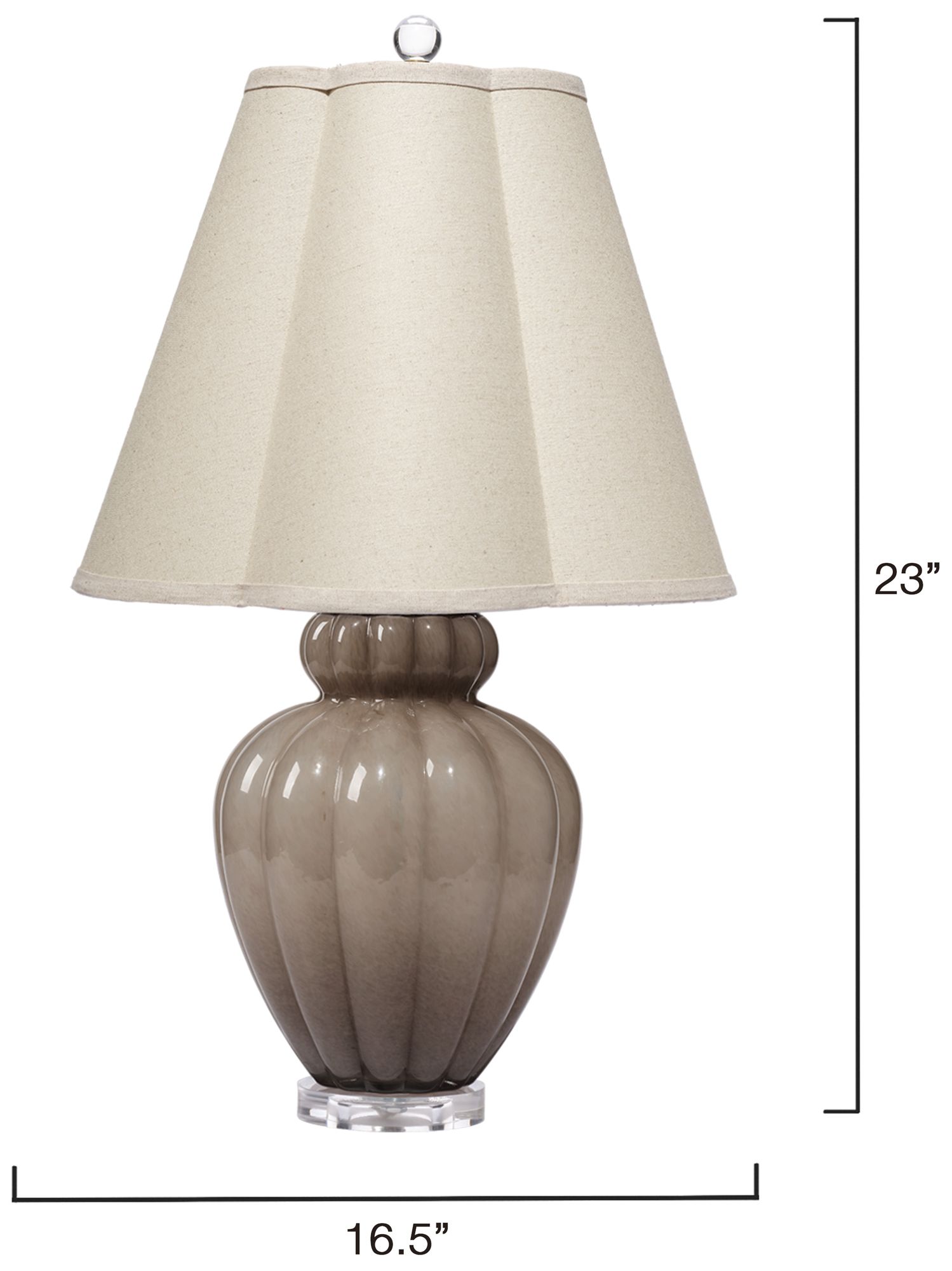 Image 3 Jamie Young Agnes Blown Glass Table Lamp with Linen Scalloped Shade, Taupe more views
