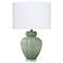 Jamie Young Agnes Blown Glass Table Lamp with Linen Shade, Celadon