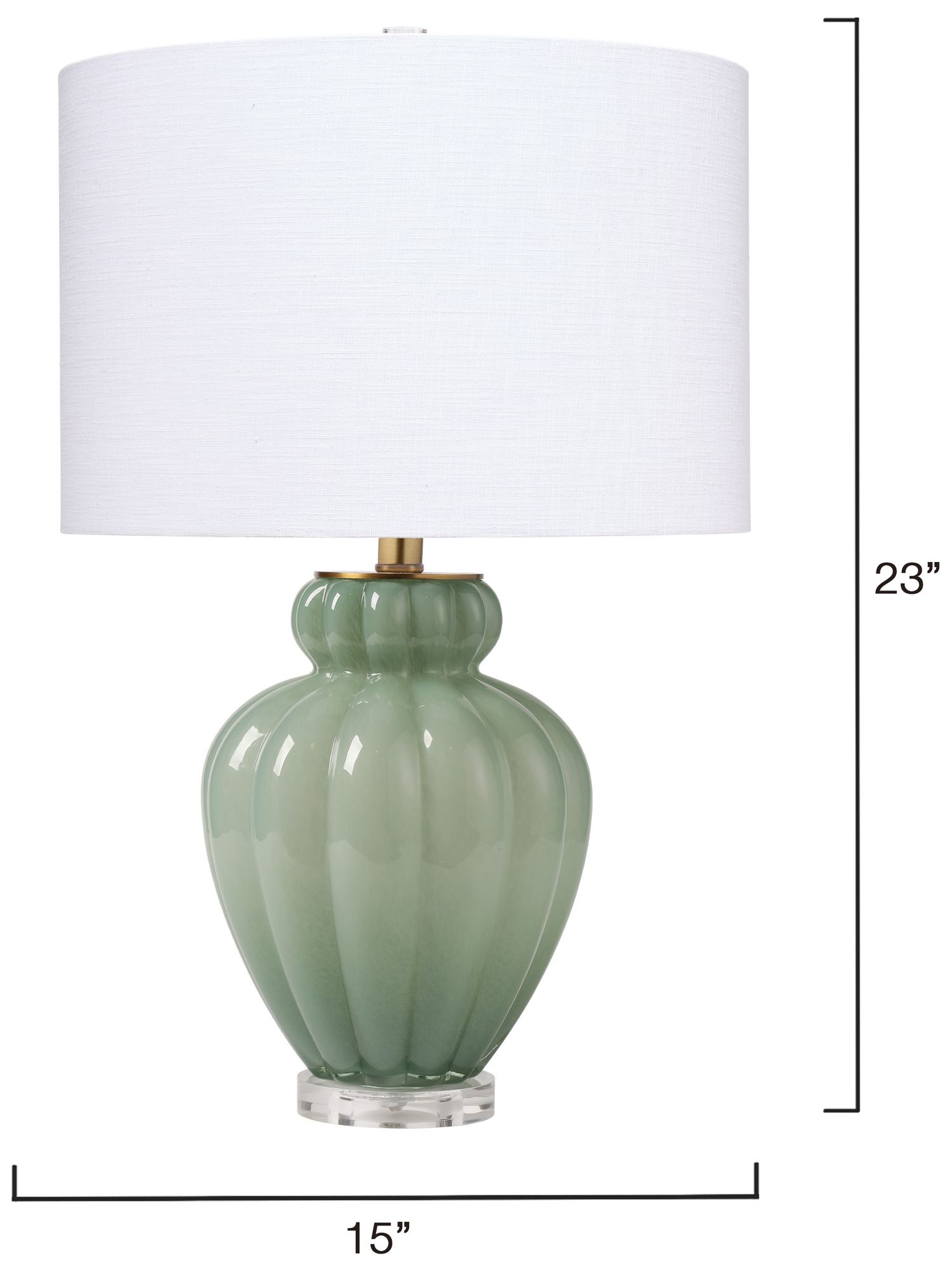 Thumbnail3 of Jamie Young Agnes Blown Glass Table Lamp with Linen Shade, Celadon more views