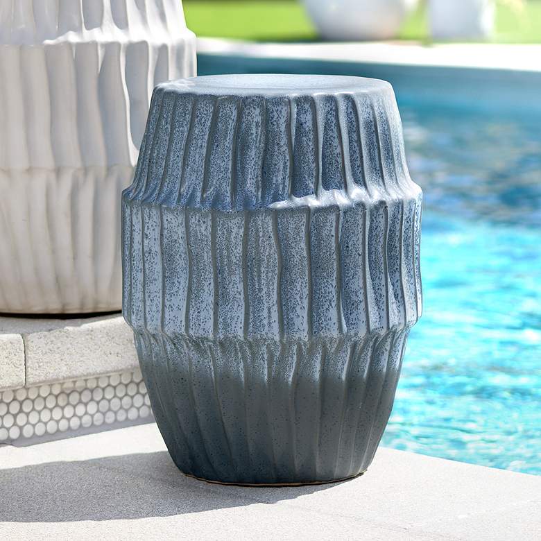 Image 1 Jamie Young Algae Blue Ceramic Indoor/Outdoor Side Table