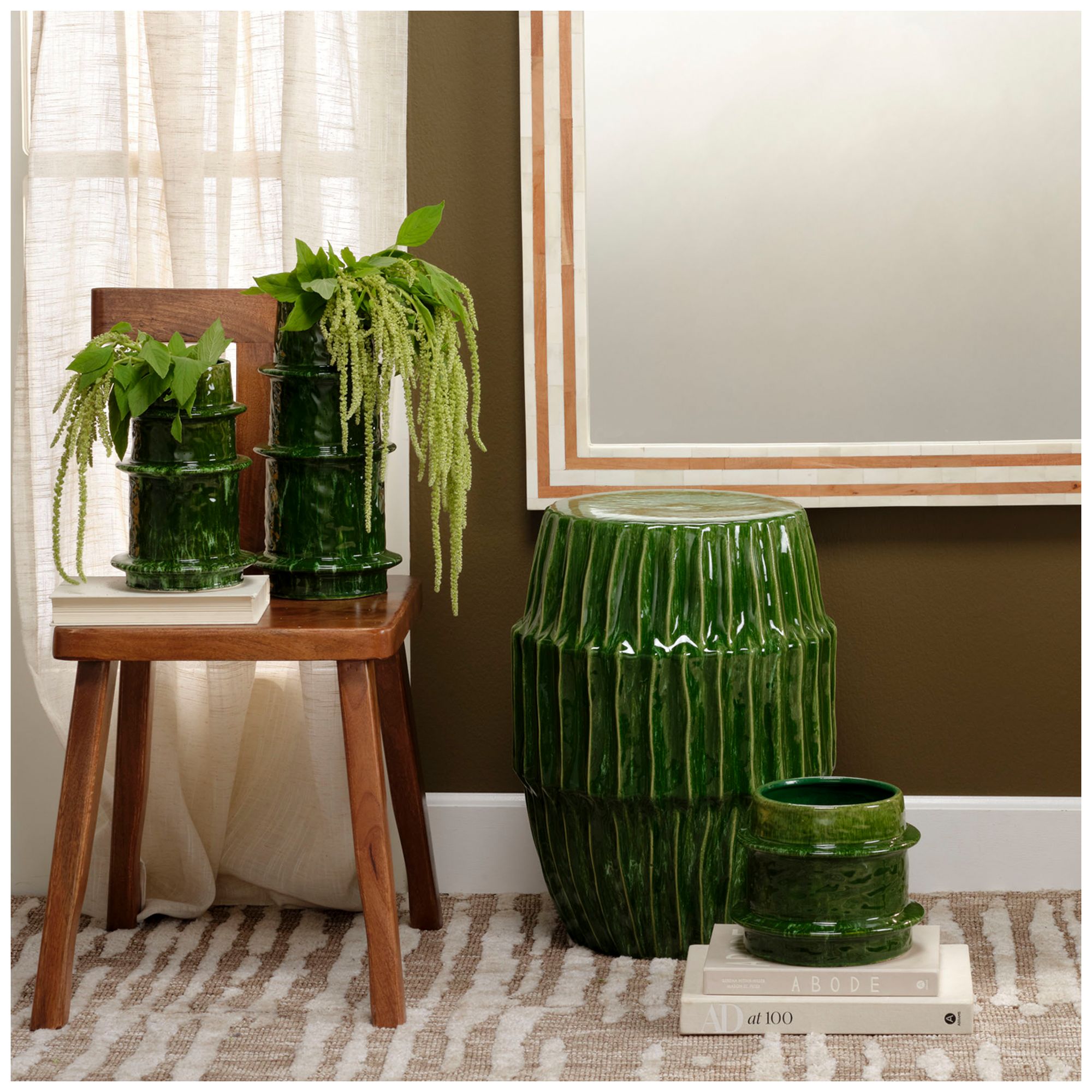 Image 2 Jamie Young Algae Green Ceramic Indoor/Outdoor Side Table more views