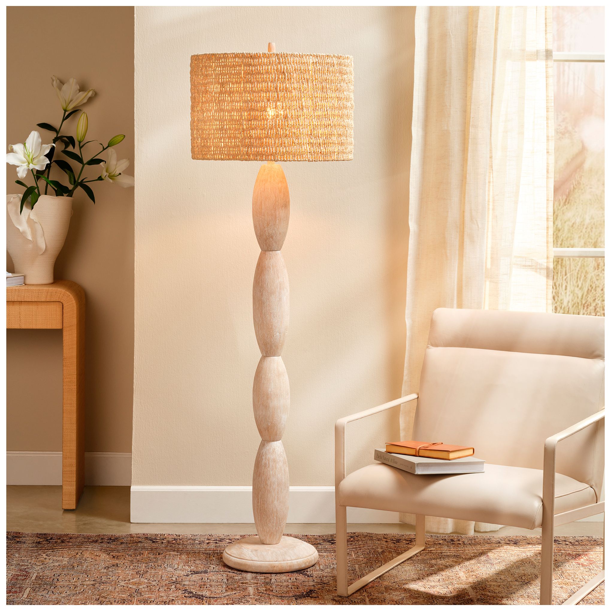 Image 2 Jamie Young Almond Wood Floor Lamp 64" in Off-White more views
