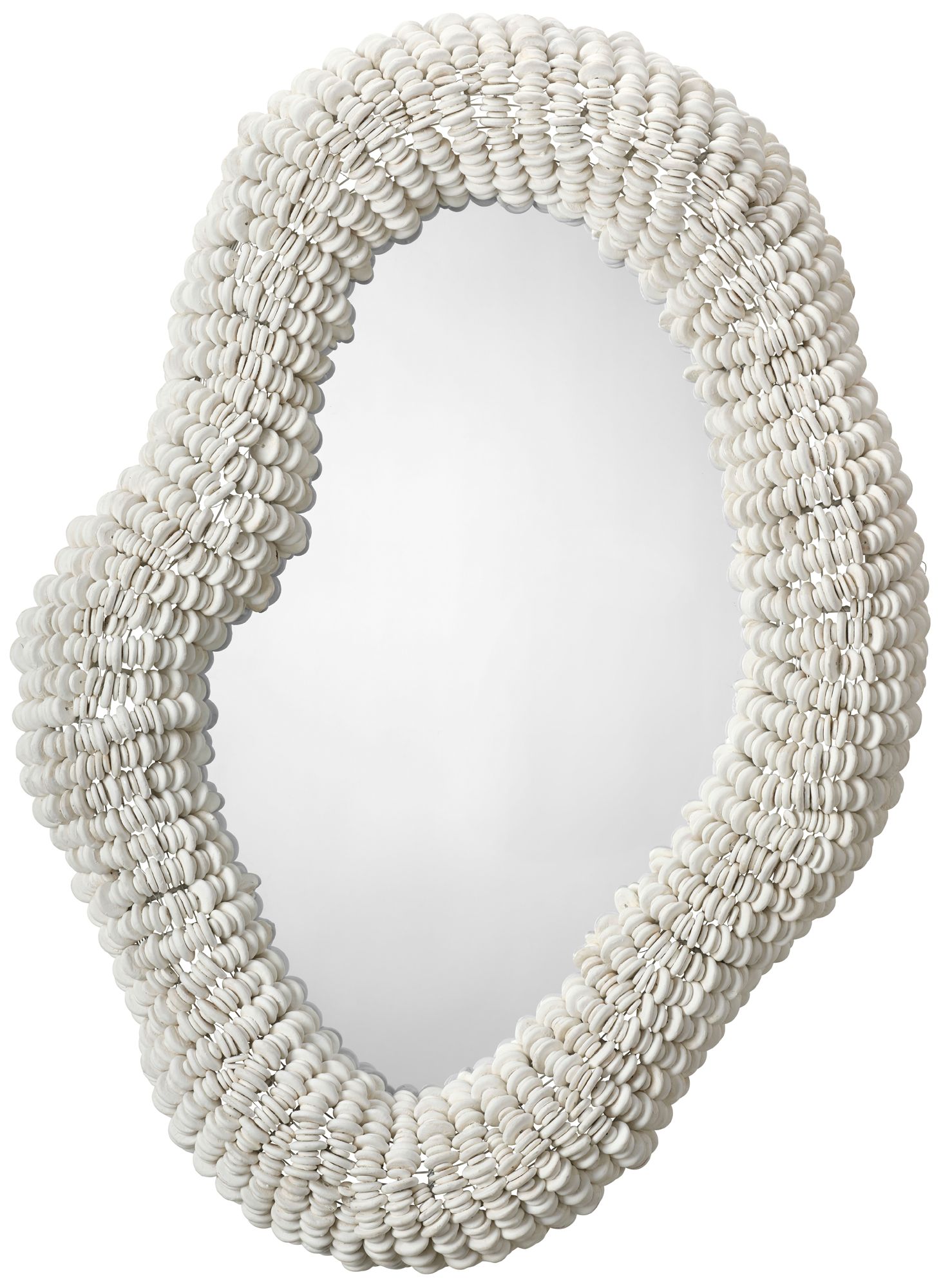 Image 2 Jamie Young Amoeba Wood Beaded Wall Mirror 41" in White