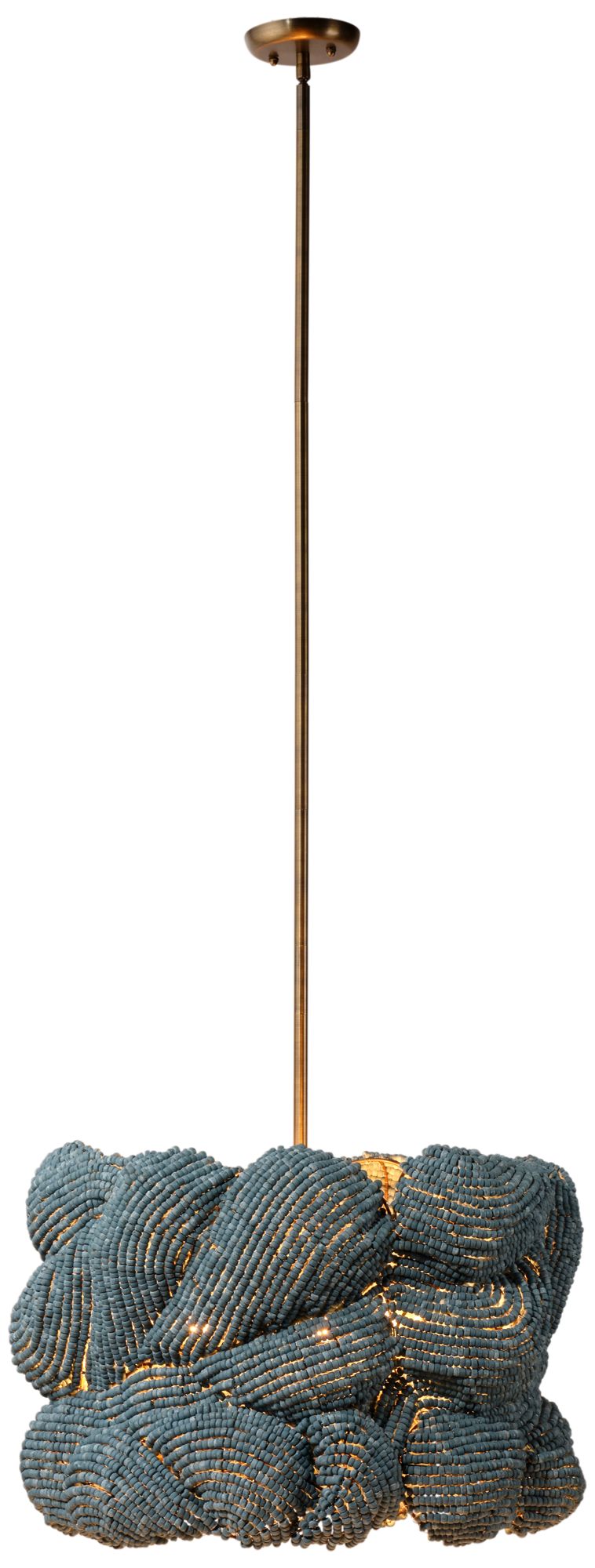 Image 5 Jamie Young Anguilla 3-Light Wood Beaded Chandelier 65.5" in Blue more views