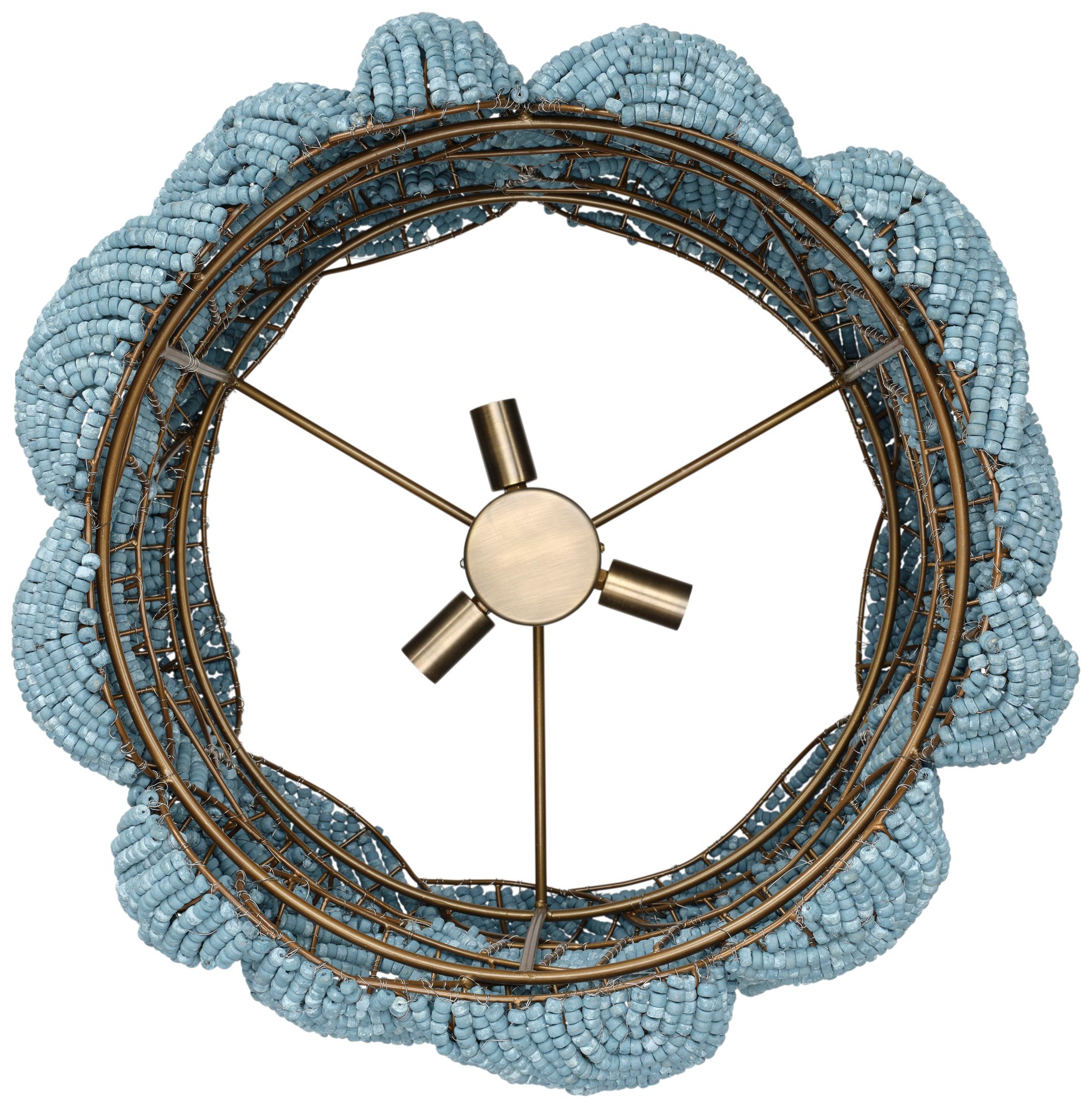 Image 6 Jamie Young Anguilla 3-Light Wood Beaded Chandelier 65.5" in Blue more views