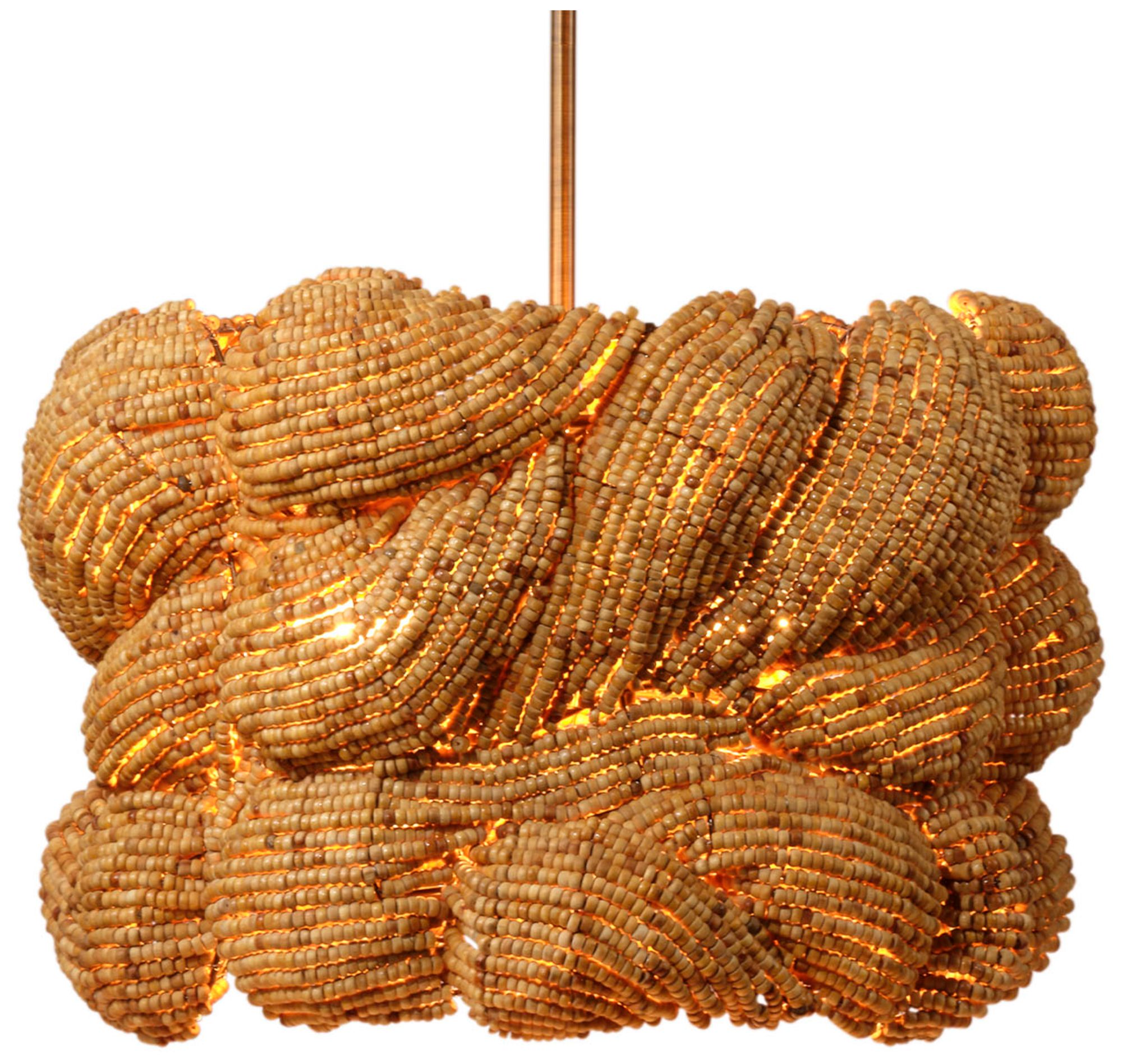 Image 5 Jamie Young Anguilla 3-Light Wood Beaded Chandelier 65.5" in Natural more views