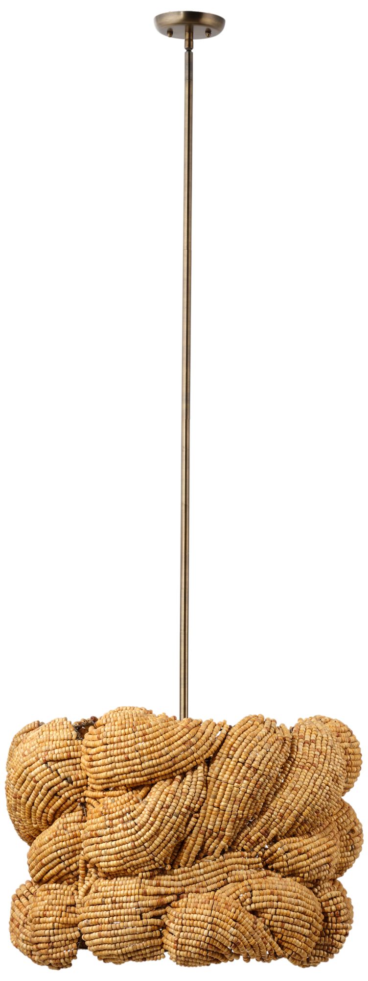 Image 6 Jamie Young Anguilla 3-Light Wood Beaded Chandelier 65.5" in Natural more views