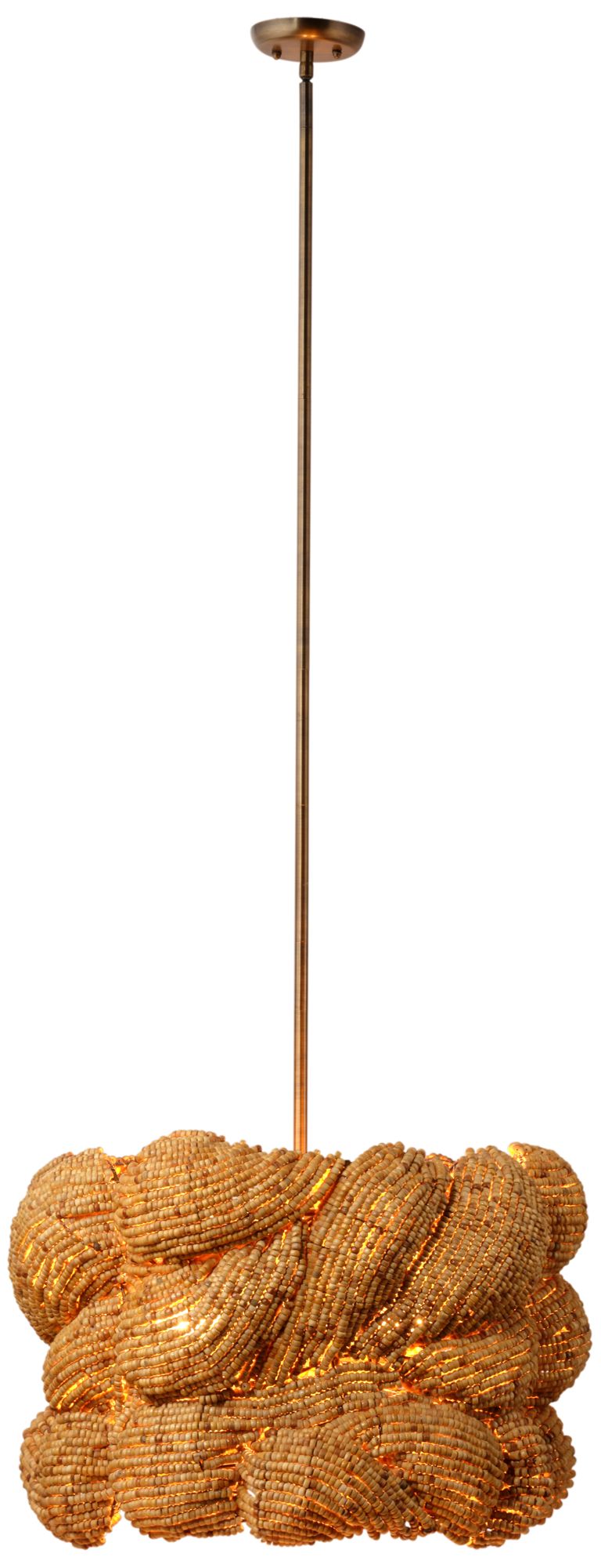 Image 7 Jamie Young Anguilla 3-Light Wood Beaded Chandelier 65.5" in Natural more views