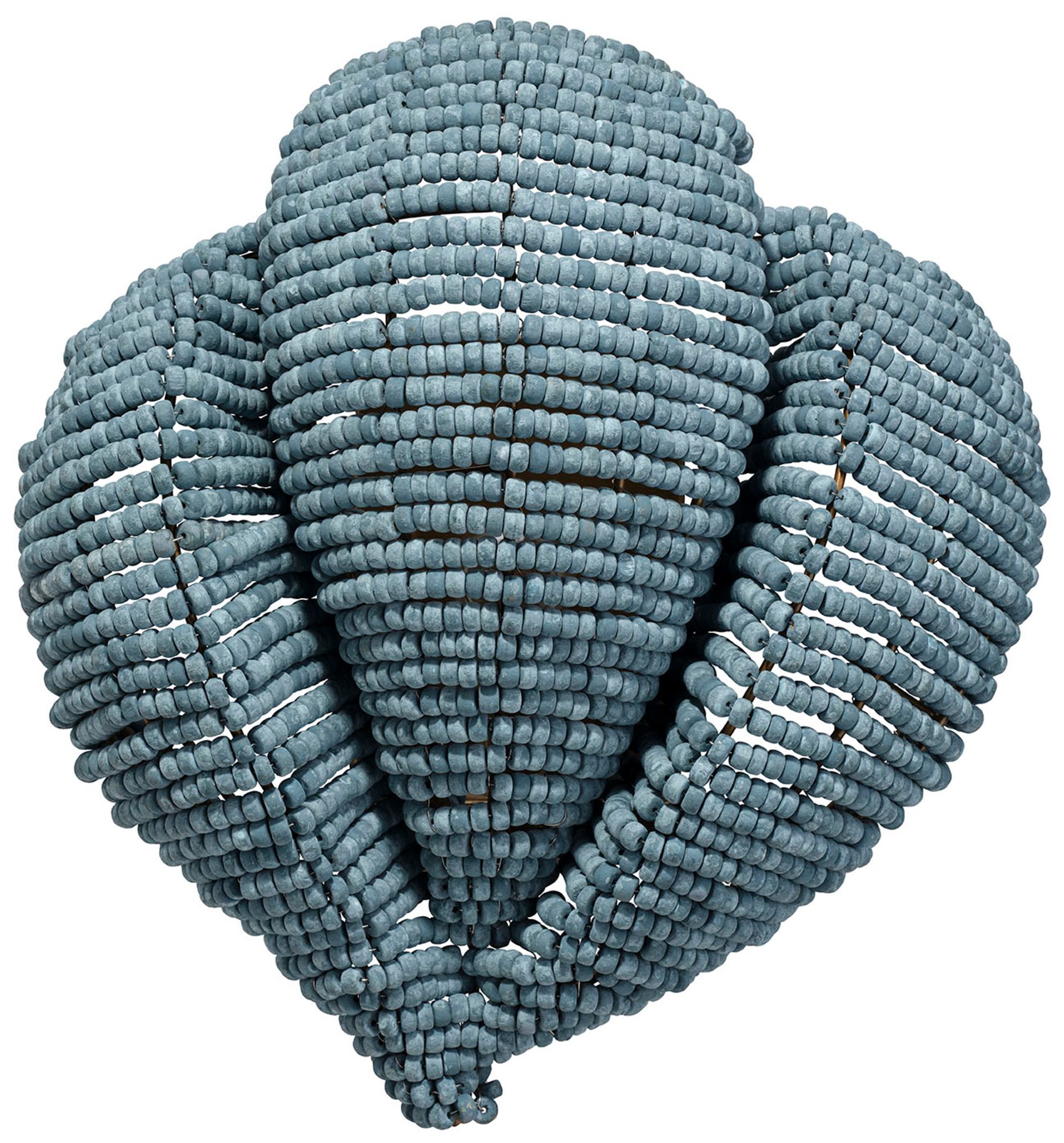 Jamie Young Anguilla1-Light Wood Beaded Wall Sconce 16.5" in Blue