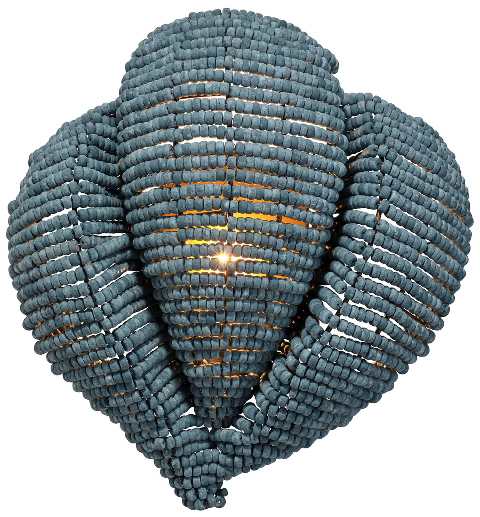 Image 5 Jamie Young Anguilla1-Light Wood Beaded Wall Sconce 16.5" in Blue more views